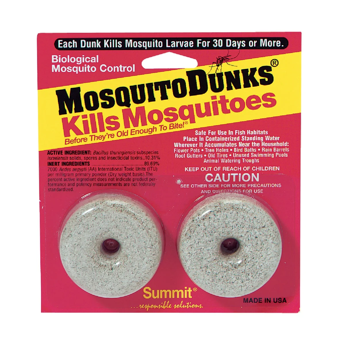 Lightweight Mosquito Dunks Ready To Use Tablet Mosquito Killer 2-Pack Authentic