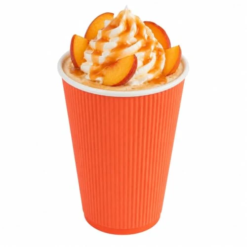Superior Ripple Wall Coffee Cups 25 Count 16 Ounce Insulated Tangerine Orange Paper Cups Minimalist