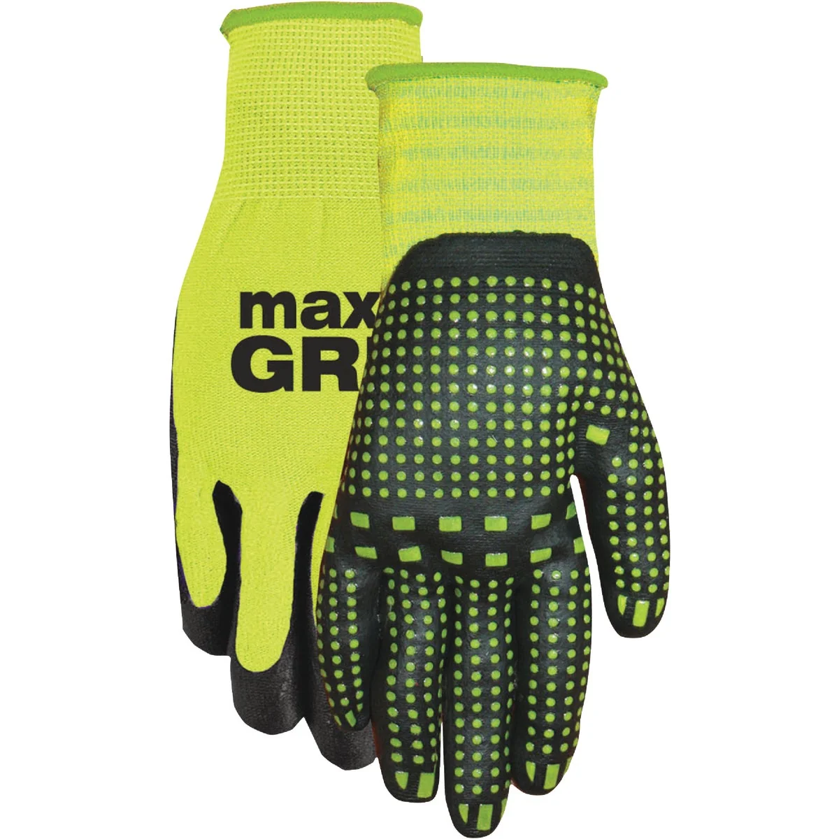 Detailed Midwest Gloves Gear MAX Grip Unisex Small Medium Coated Gloves Hi-Visibility Yellow Excellent