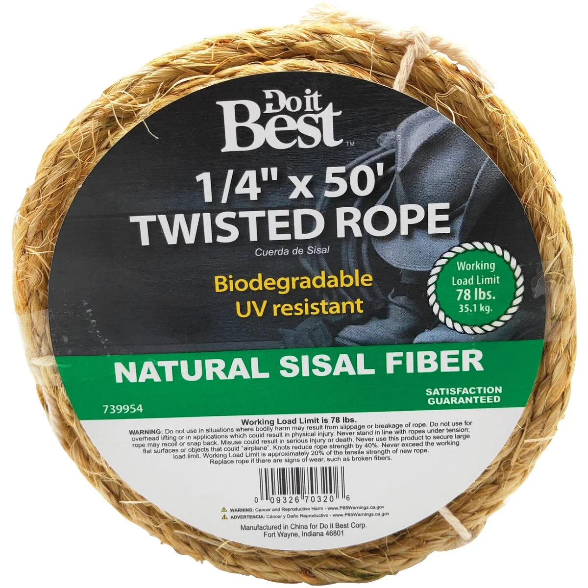 Fashionable Do it 1 4 In. x 50 Ft. Natural Twisted Sisal Fiber Packaged Rope Smooth