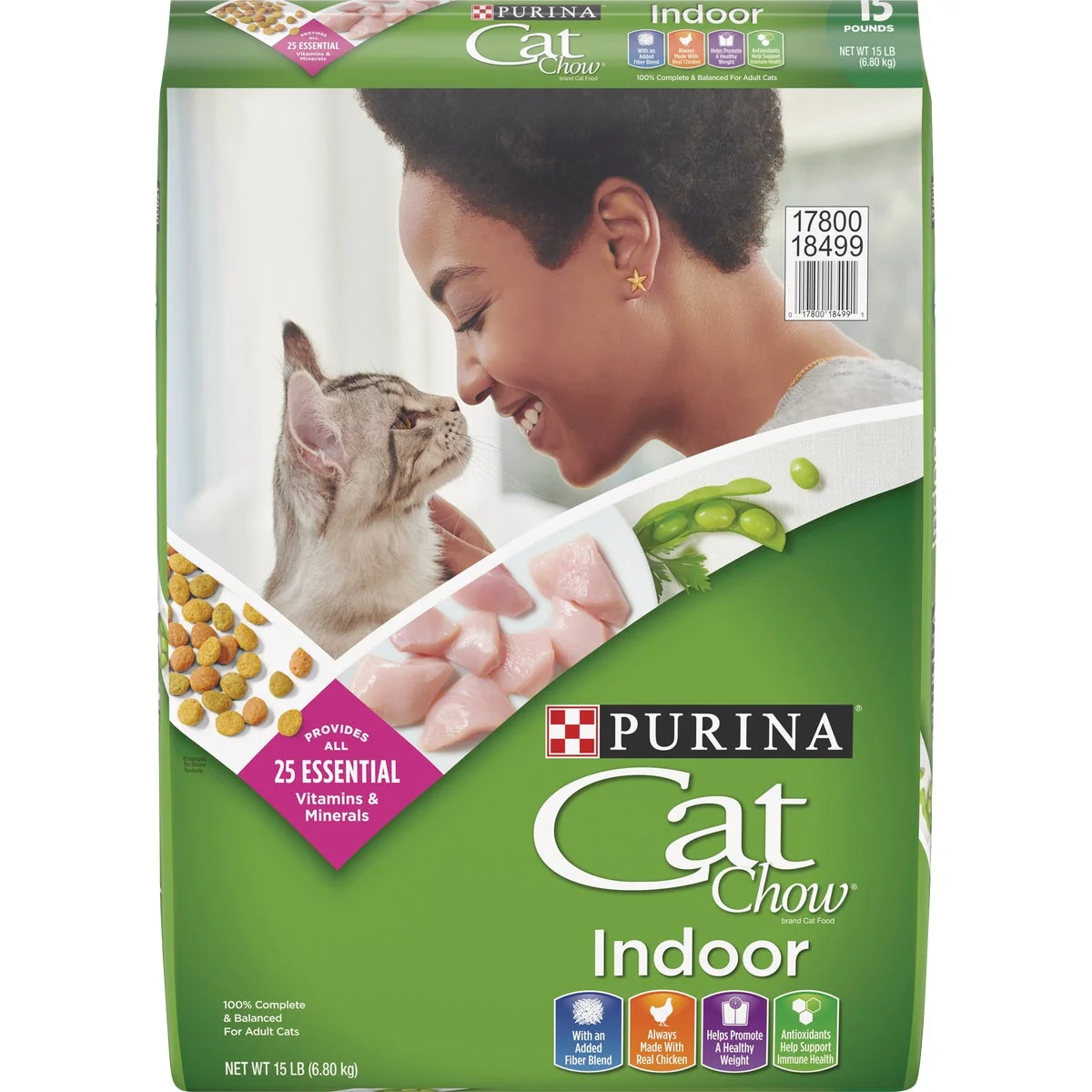 Solid Purina Cat Chow Indoor Formula 15 Lb. Chicken Flavor Adult Dry Cat Food Environmentally Friendly