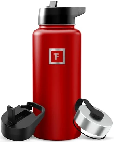 Environmentally Friendly 32 oz Wide Mouth Water Bottle with 3 Lids Premium Material