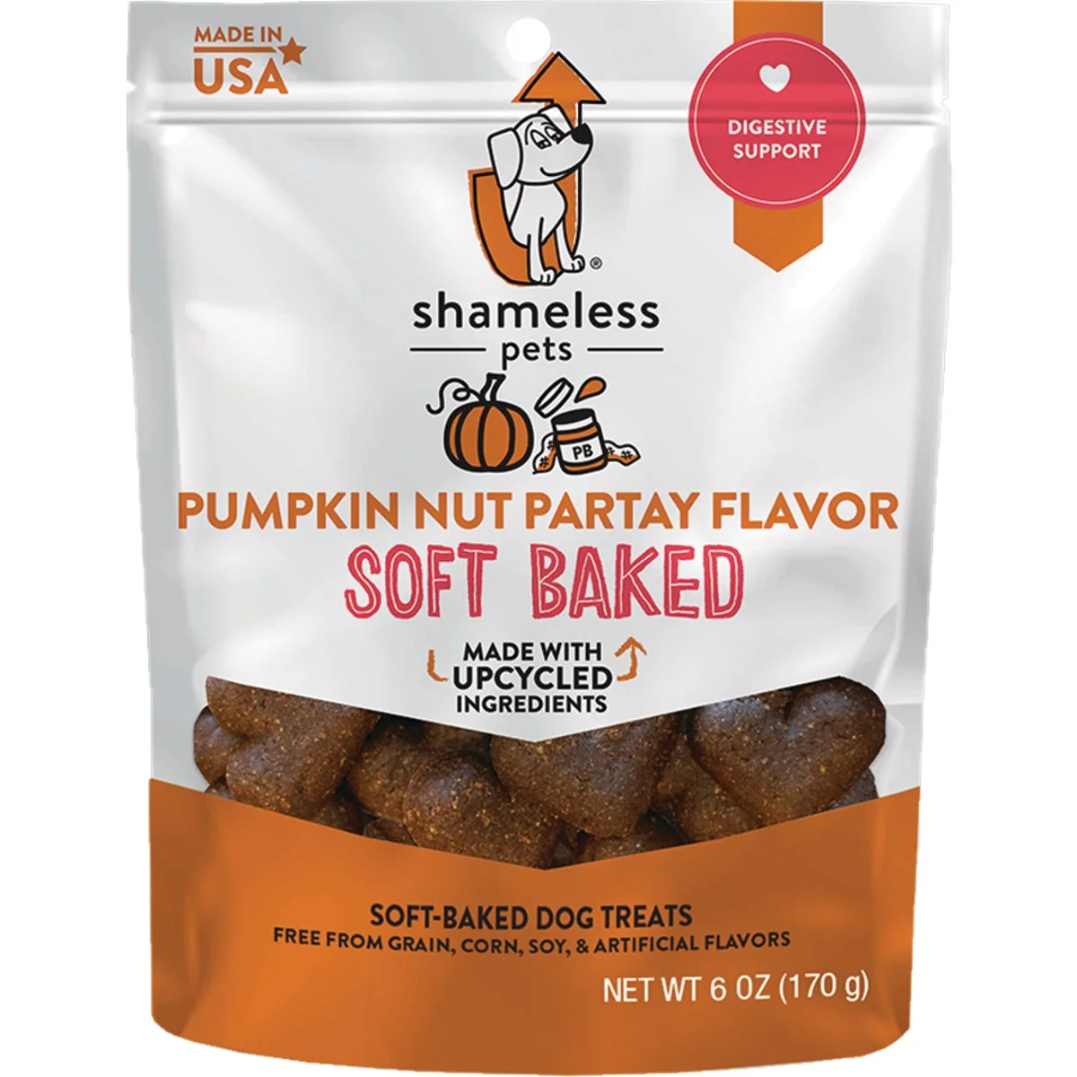 Premium Shameless Pets Pumpkin Nut Partay Soft Baked Dog Treat 6 Oz. Safe