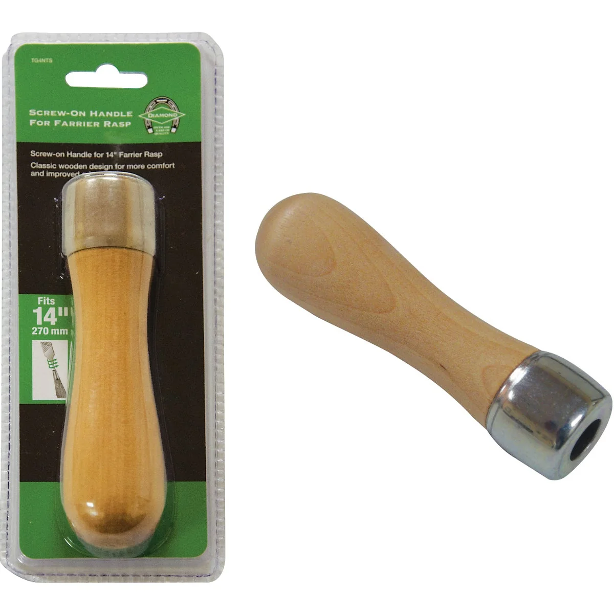 Refined Diamond 5 In. Wood Hoof Rasp Handle for 14 In. Rasp Traditional