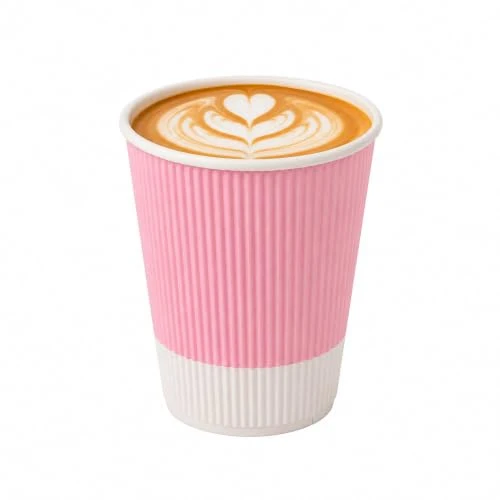 Authentic Ripple Wall Coffee Cups 25 Count 12 Ounce Insulated Light Pink Paper Cups Versatile