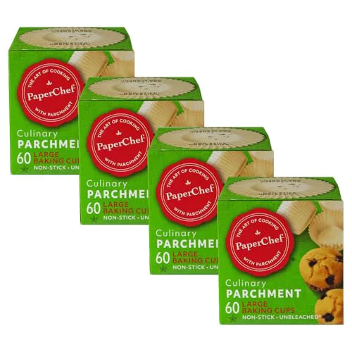 Sustainable Large Parchment Baking Cups Nonstick Release 60 Count 4 Pack 240 Count High-Performance
