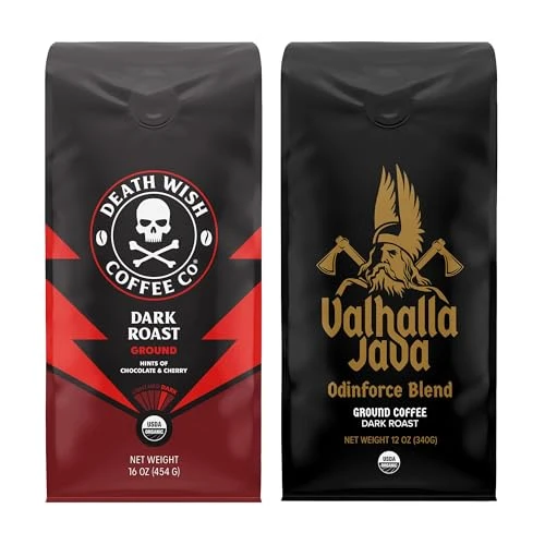 Authentic Dark Roast Valhalla Java Ground Coffee Bundle 28 Ounce World-Class