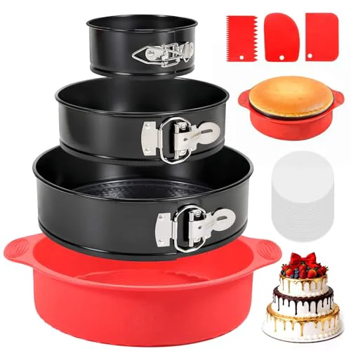 Specialty 4 7 9 Inch Springform Pan Cheesecake Pan with Silicone Protector 3 Count Durable