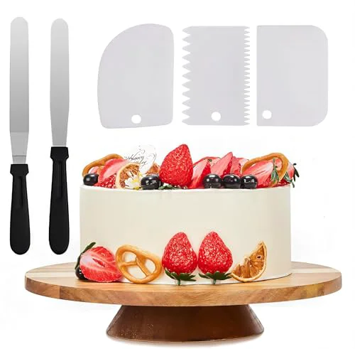 Selected 12 Acacia Wood Revolving Cake Stand Traditional