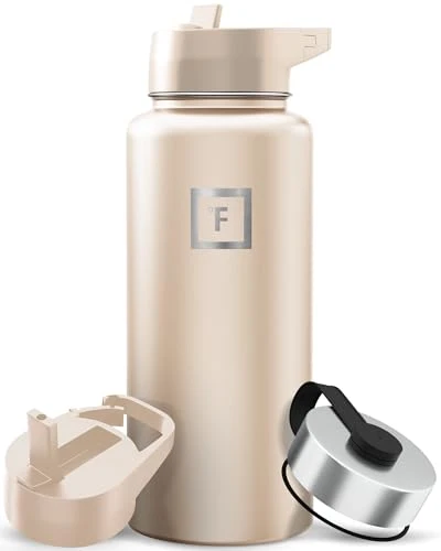 Reusable 32 oz Wide Mouth Water Bottle with 3 Lids Safe