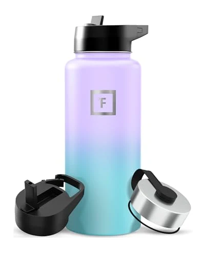 Fast 32 oz Wide Mouth Water Bottle with 3 Lids Safe