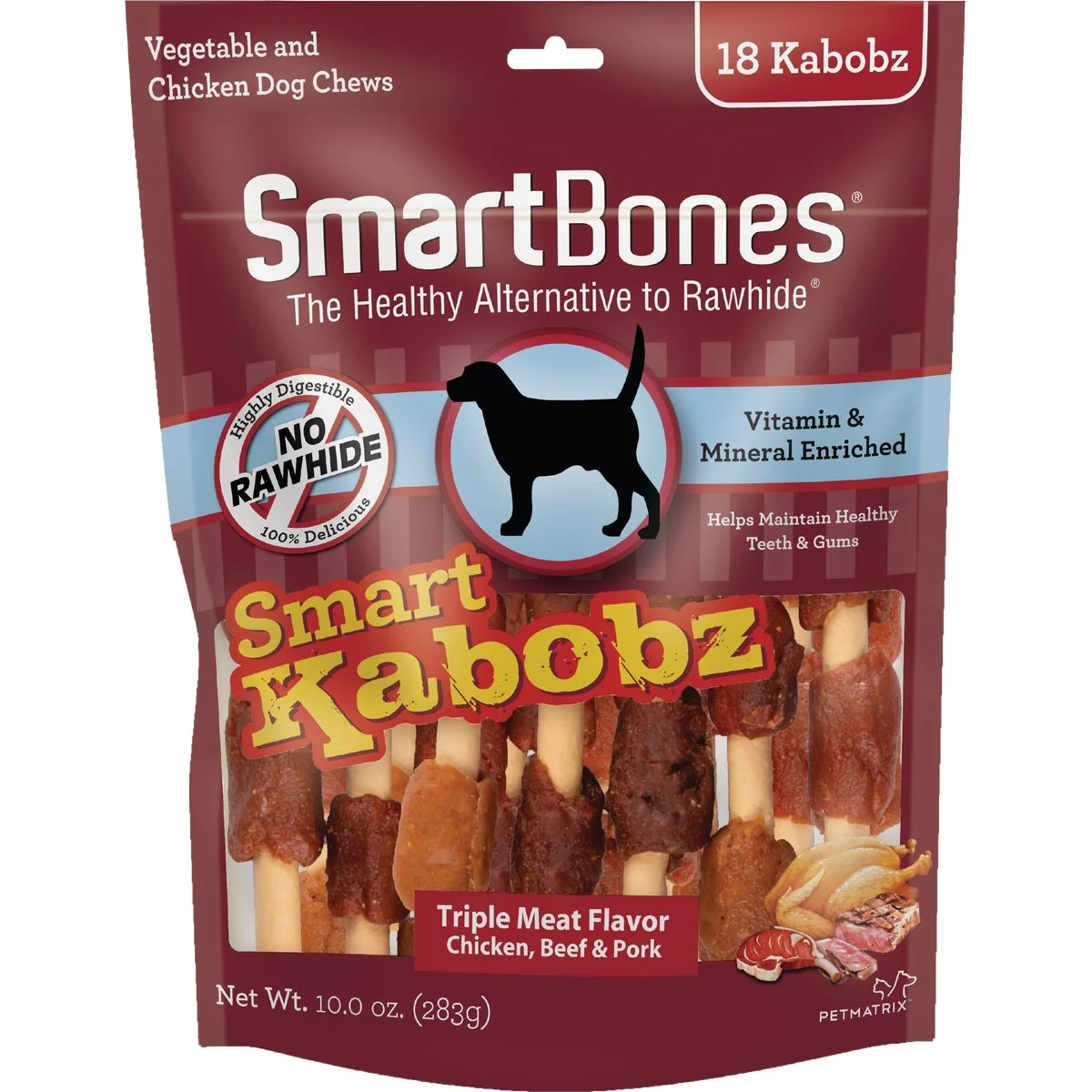 Authentic SmartBone Kabobz Chicken Beef Pork Chew Bone 18-Pack Verified