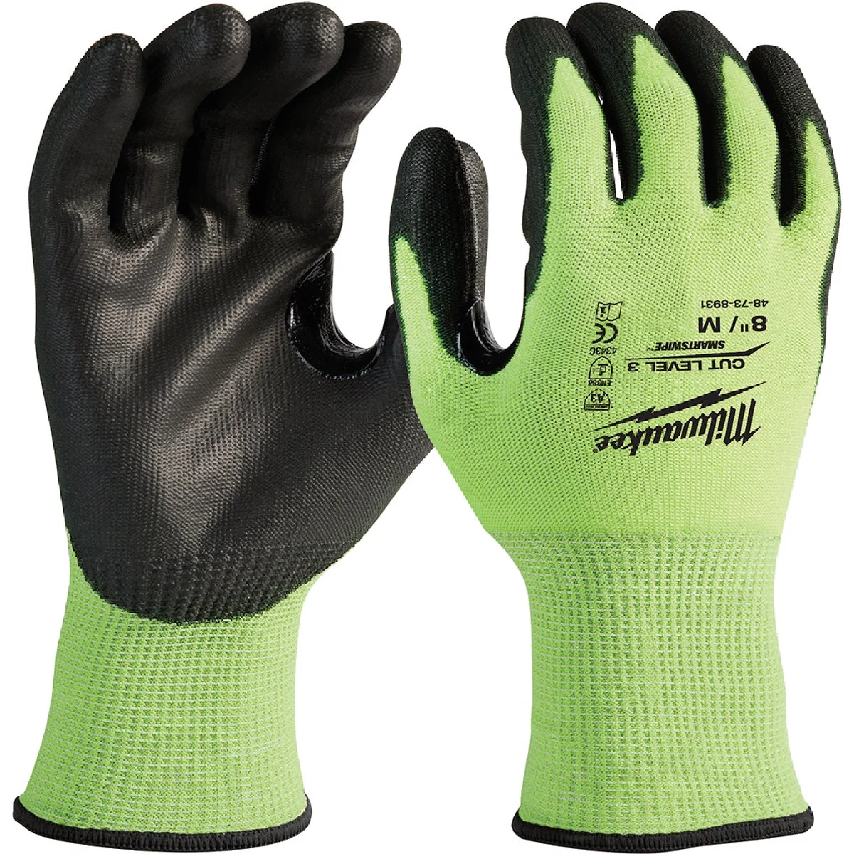 Optimized Milwaukee Unisex Medium Cut Level 3 High Vis Polyurethane Dipped Glove Casual