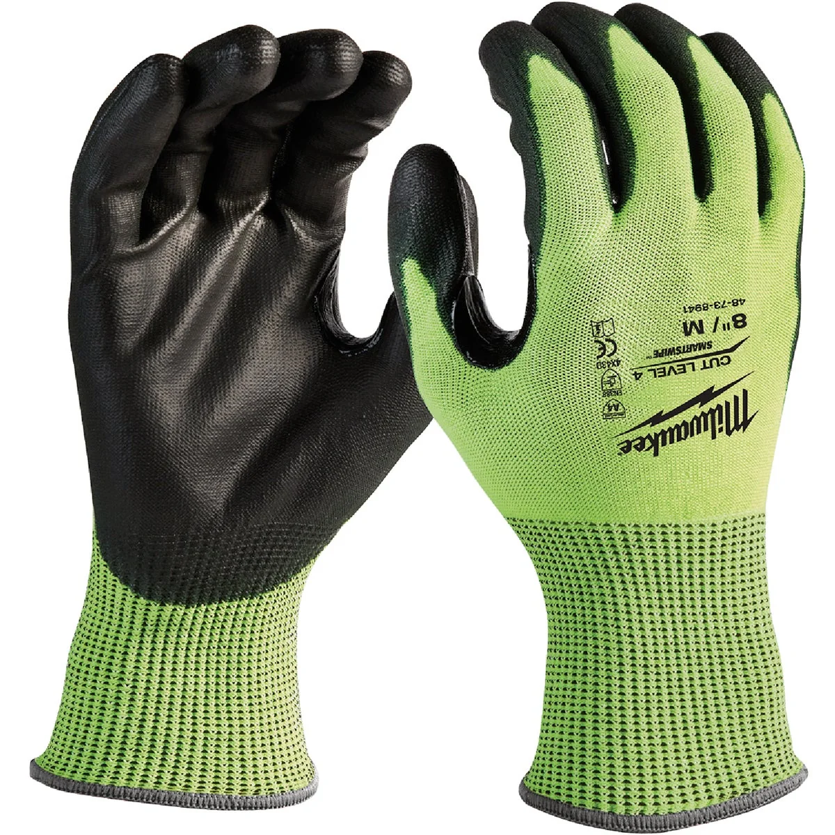 Environmentally Friendly Milwaukee Unisex Medium Cut Level 4 High Vis Polyurethane Dipped Glove Selected