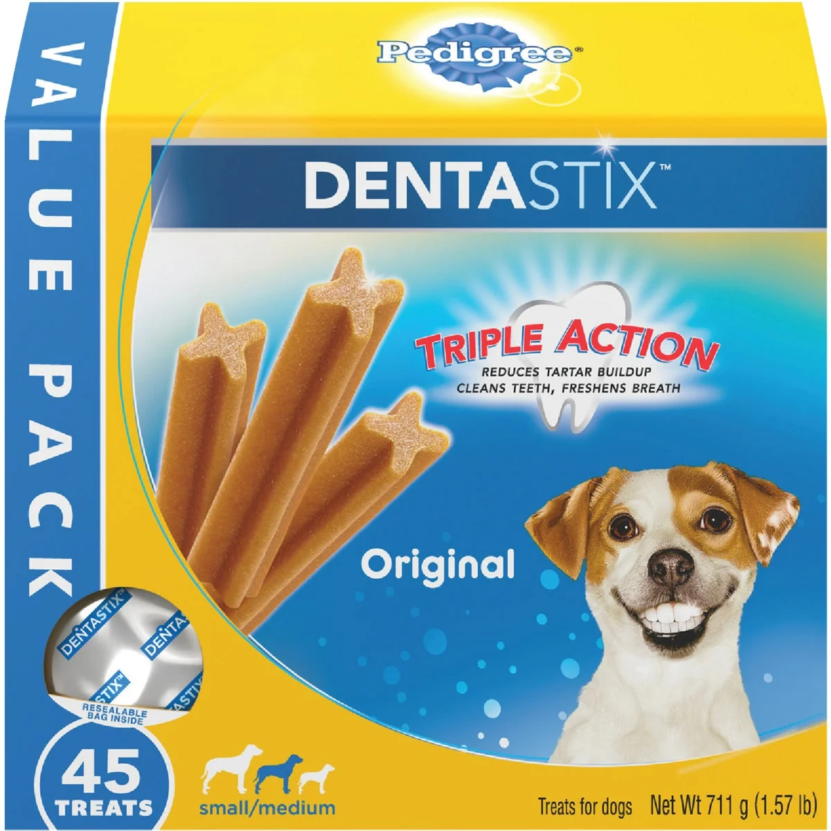 Convenient Pedigree Dentastix Small Medium Dog Flavor Dental Dog Treat 45-Pack Artisan