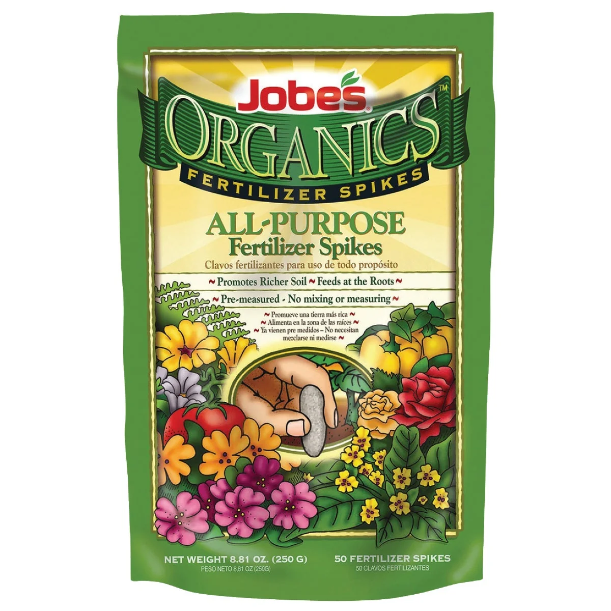 High-End Jobe's Organic 4-4-4 All-Purpose Fertilizer Spikes 50-Pack Environmentally Friendly
