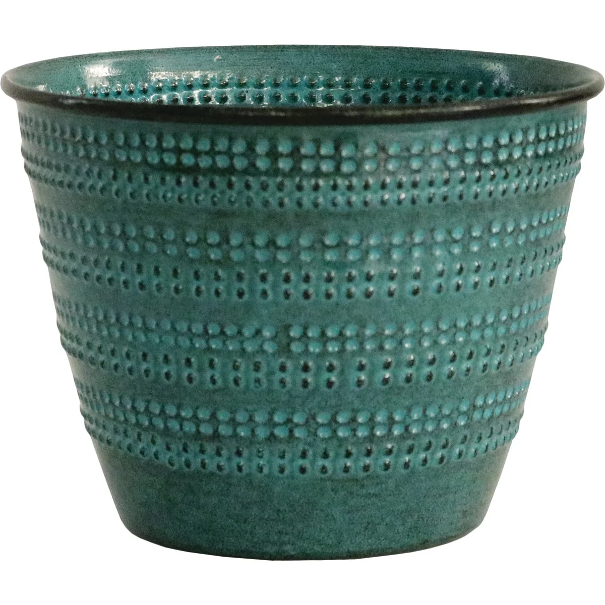 Optimized Robert Allen Cobblestone 4.75 In. x 6.38 In. x 6.38 In. Metal Seafoam Planter Genuine