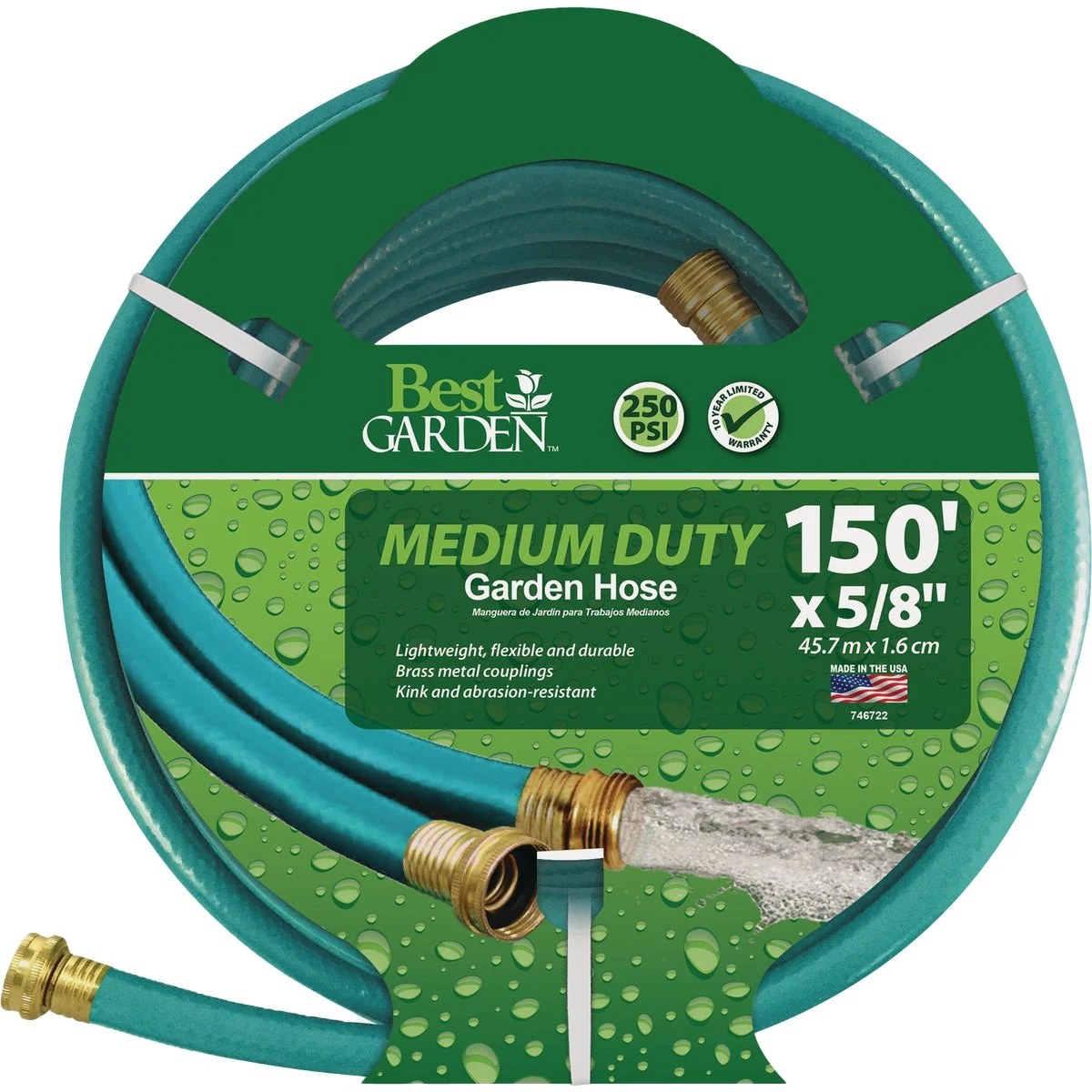 Authentic Garden 5 8 In. Dia. x 150 Ft. L. Medium-Duty Rubber Vinyl Garden Hose W Guard-N-Grip Superior