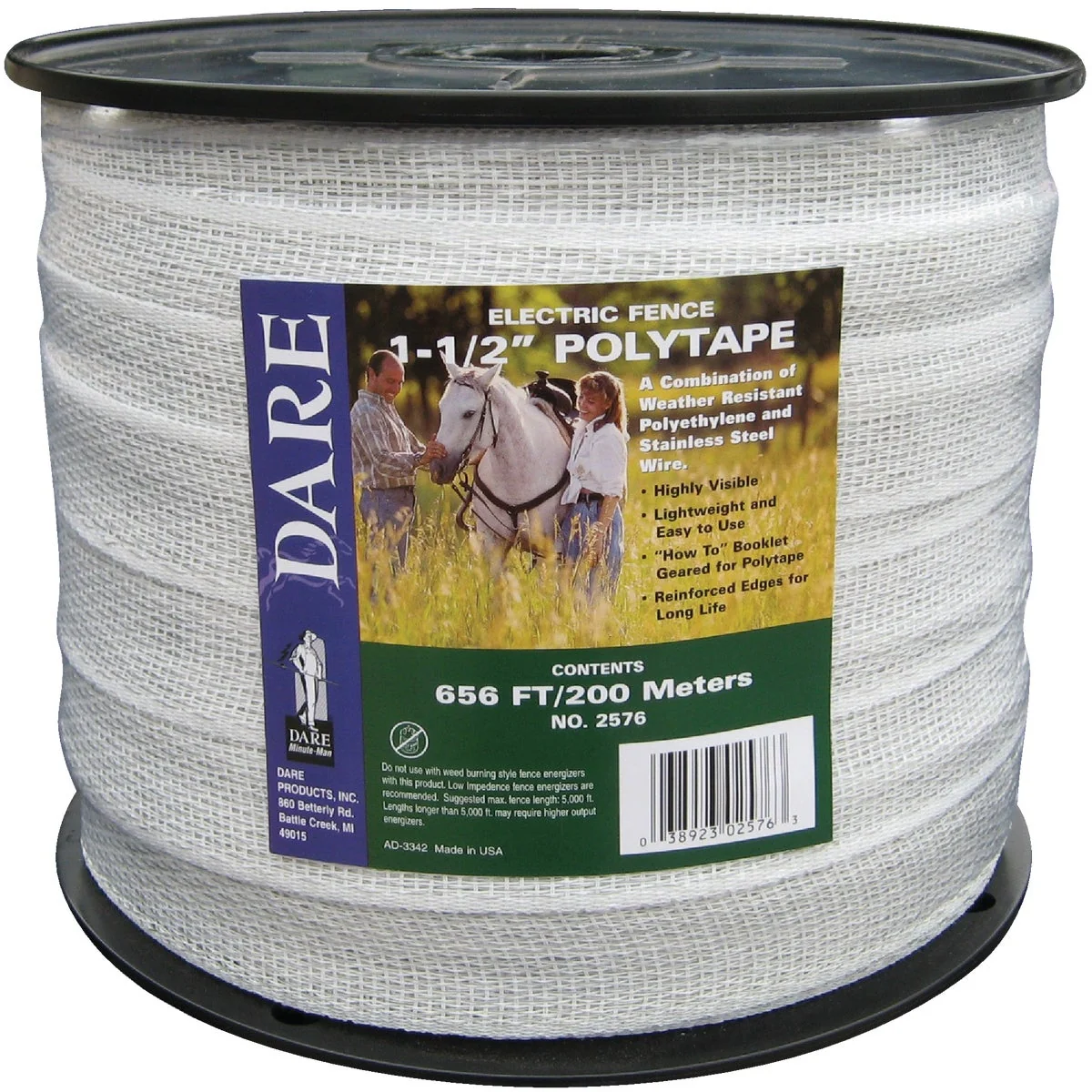 Durable Dare 1-1 2 In. x 656 Ft. Polyethylene Electric Fence Poly Tape Quality