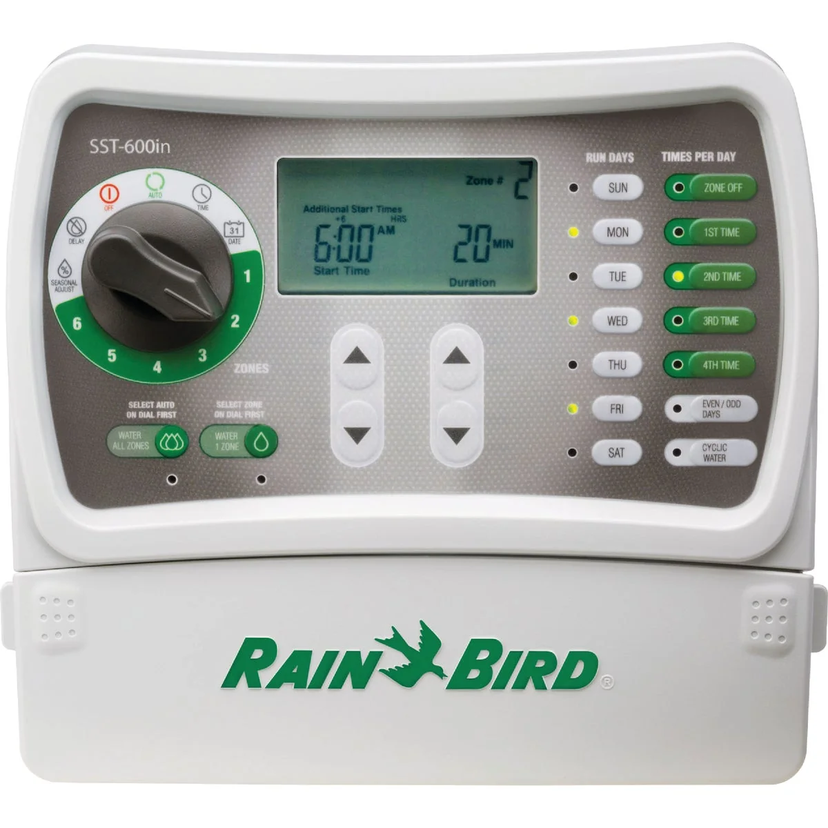 Lightweight Rain Bird Simple Set 6-Station Indoor Plug-In Irrigation Sprinkler Timer Practical