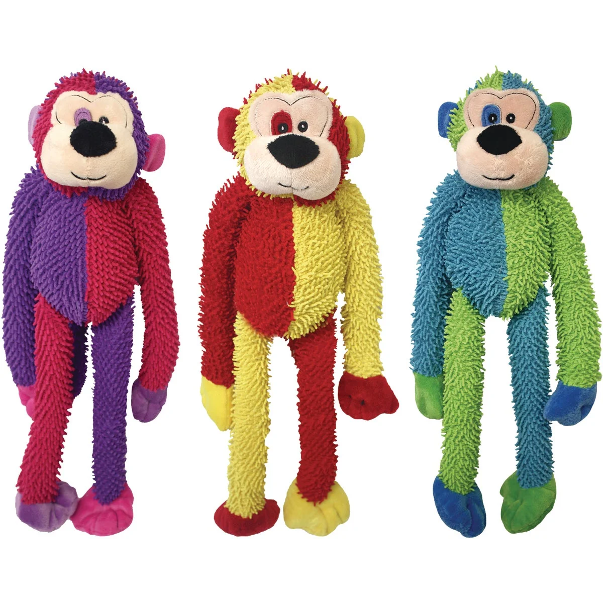 Green Multipet Multi-Crew 17 In. Monkey Plush Dog Toy Consistent