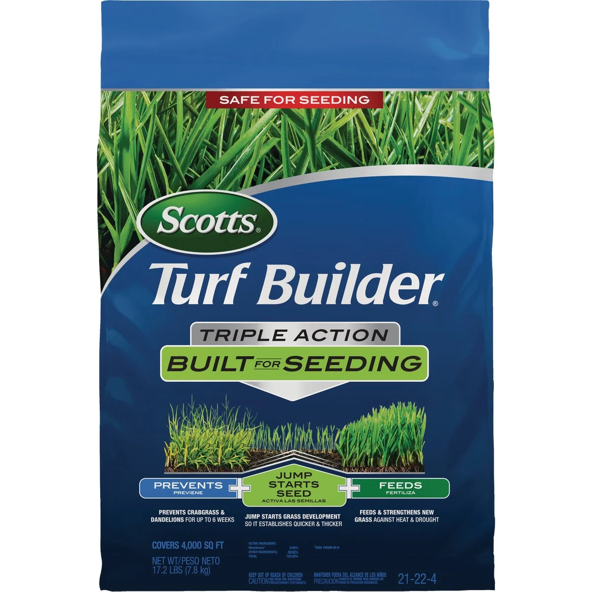 Recyclable Scotts Turf Builder Triple Action 17.2 Lb. 4000 Sq. Ft. 21-22-4 Lawn Fertilizer Prestigious
