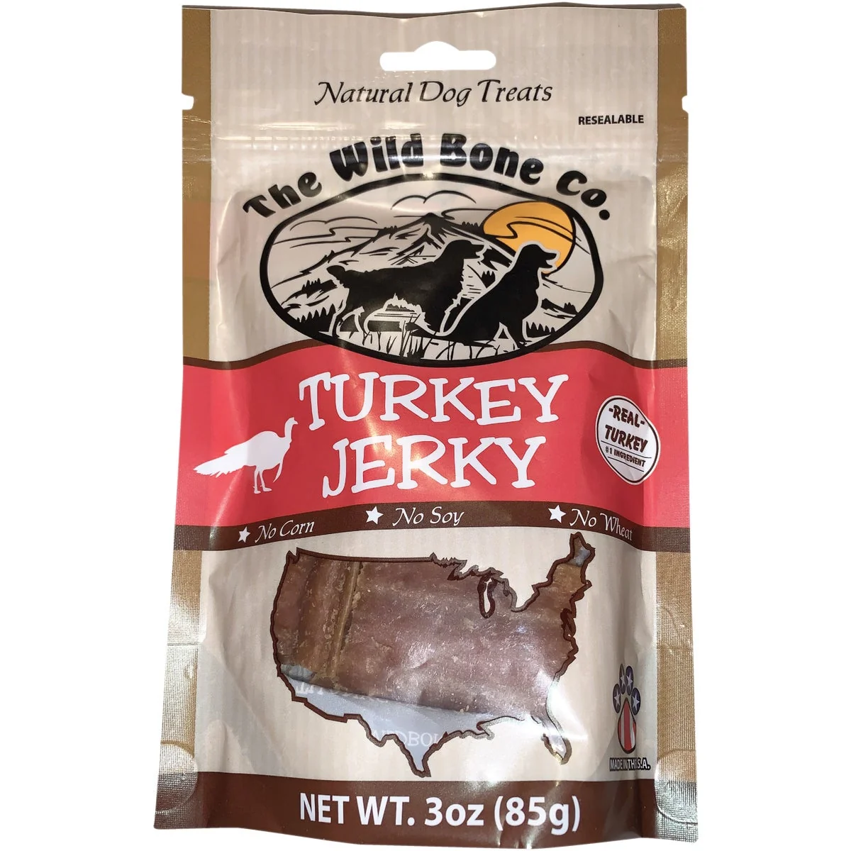Safe The Wild Bone Company Turkey Jerky Dog Treat 3 Oz. Certified