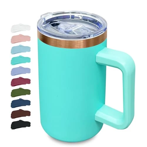 Lightweight 22oz Insulated Coffee Mug Bulk with Handle and Lid Mint Green High-Performance