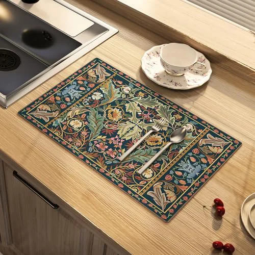 Smooth Dish Drying Mat Paisley Absorbent Diatomite Coffee Mat Original Design