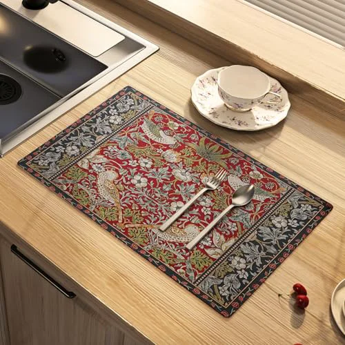Traditional Paisley Dish Drying Mat for Kitchen Counter Fast