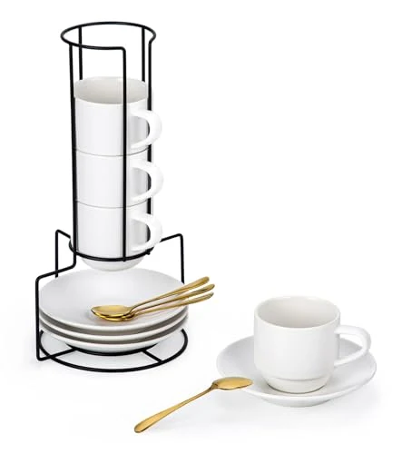 Easy-to-Use 8 Ounce Porcelain Cappuccino Cups Set of 4 4 Count Premium