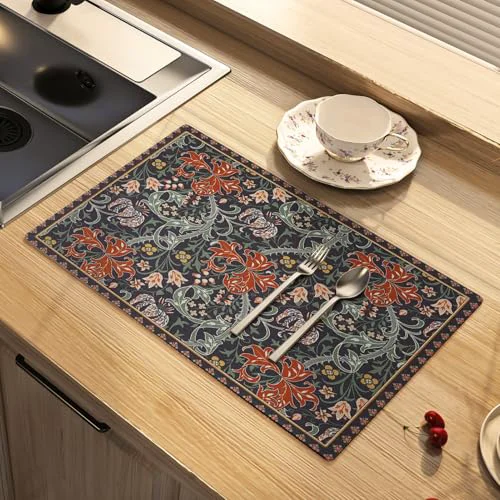 Effective Black Dish Drying Mat Absorbent Coffee Mat Sophisticated