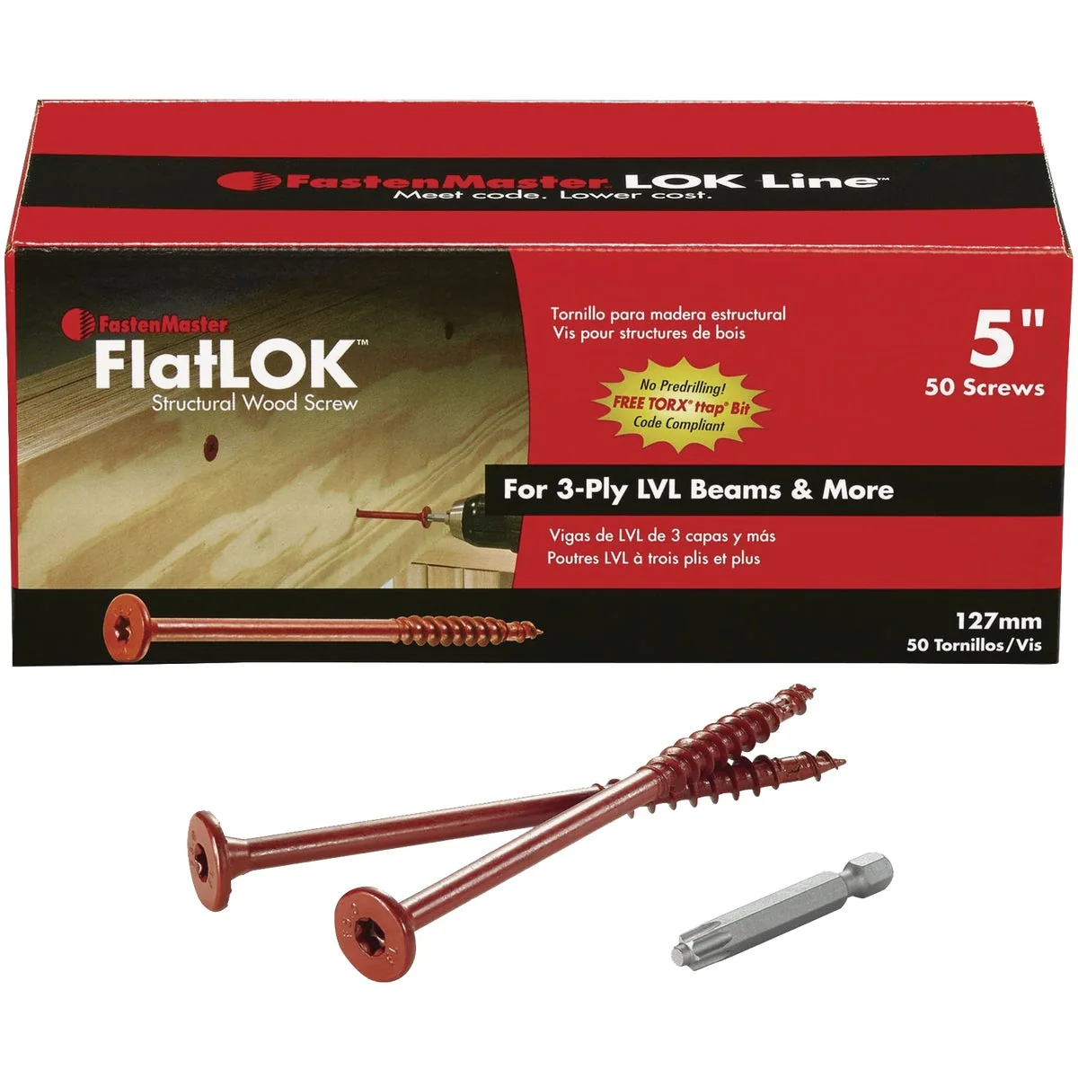 Durable FastenMaster FlatLok 5 In. Engineered Structural Wood Screw 50 Ct. Functional