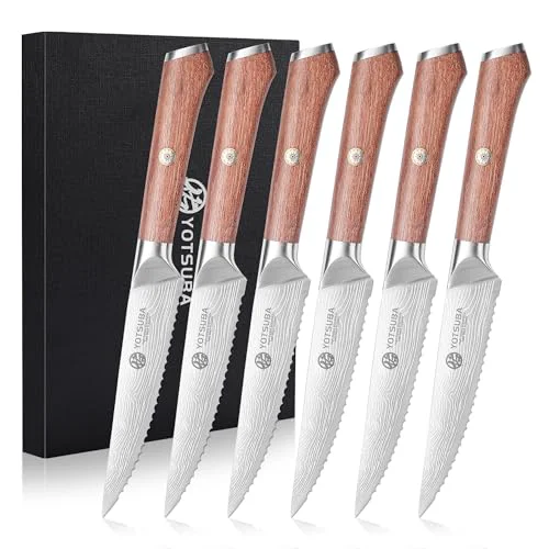 Artisan Steak Knives Set of 6 with Full Tang Rosewood Handle 6 Count Crafted