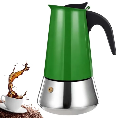 Natural 9 Cup Stovetop Espresso Maker Stainless Steel Moka Pot Stove Top Percolator Italian Coffee Makers Capable Mocha Greca Machine Cafe Classic Induction Cookers for Home and Camping 450ml 15oz Original Design