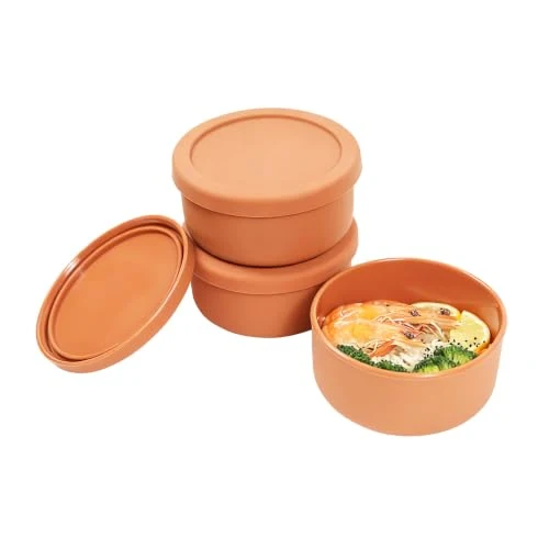 Pure 24 fl oz Silicone Food Storage Container with Lid 3 Count Breathable