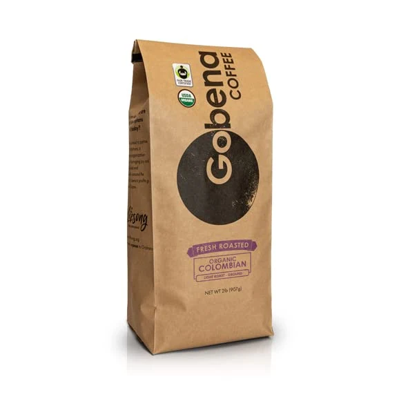 Elite Coffee 2lb Fair Trade Organic Colombian Ground Light Roast 32 Ounce Verified
