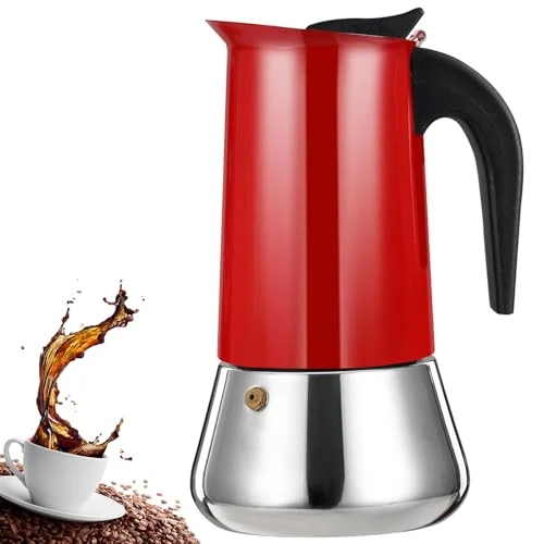 Prestigious 12 Cup Stovetop Espresso Maker Stainless Steel Moka Pot Stove Top Percolator Italian Coffee Makers Capable Mocha Greca Machine Cafe Classic Induction Cookers for Home and Camping 600ml 20oz Organic