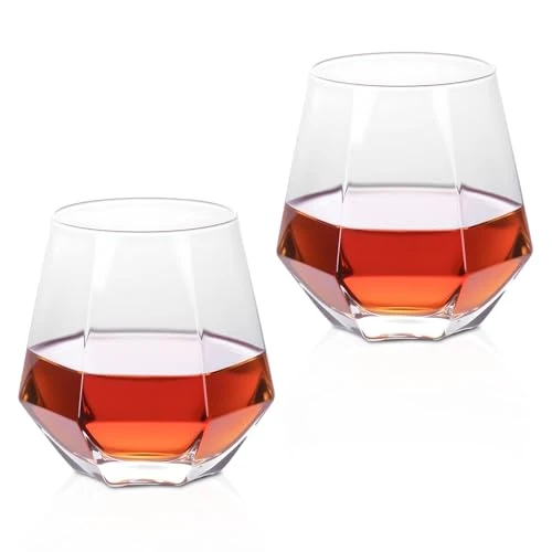 Casual Hexagonal Whiskey Glass 13.53 oz 2 Count Artisan