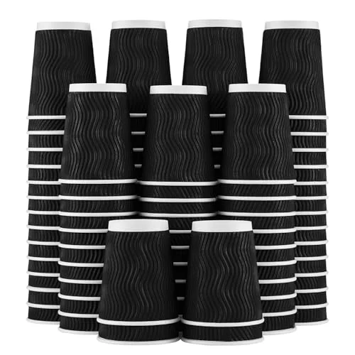 Genuine 10 oz Coffee Cups 120 Pack Disposable Insulated Corrugated Paper Cup 120 Count Carefully Designed