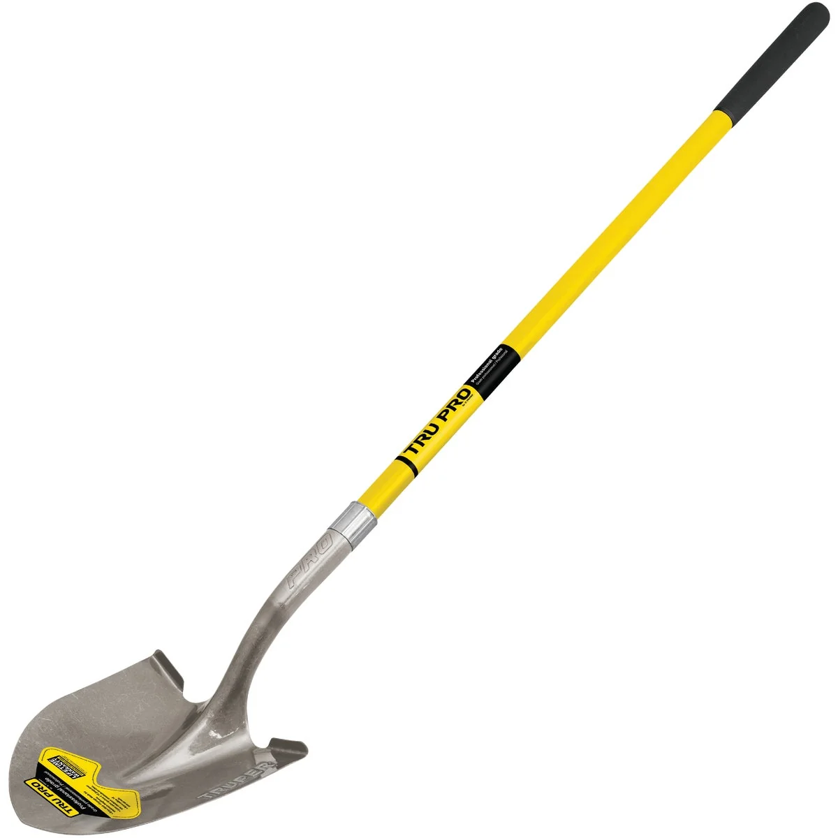 Comfortable Tru Pro 48 In. Fiberglass Handle Round Point Shovel Natural