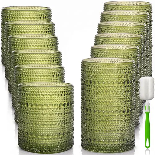 Solid Hobnail Drinking Glasses Set of 12 Kitchen Glass Cups Glassware 12 Count Organic