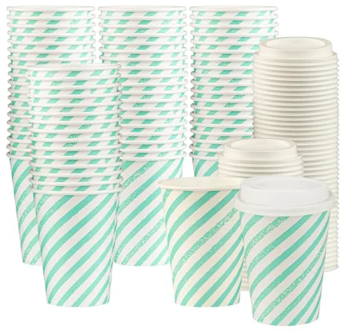 Stylish Disposable Coffee Cups with Lids 100 Count Verified