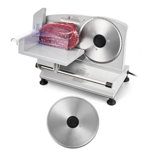 Natural Meat Slicer 6.7 Electric Deli Slicer Machine with 2 SUS420 Blades Smooth