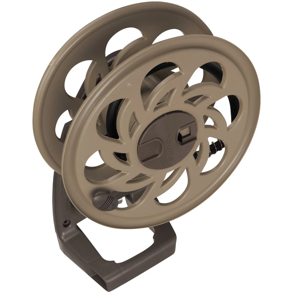 Fast Suncast Sidetracker 125 Ft. x 5 8 In. Taupe Resin Hose Reel Detailed