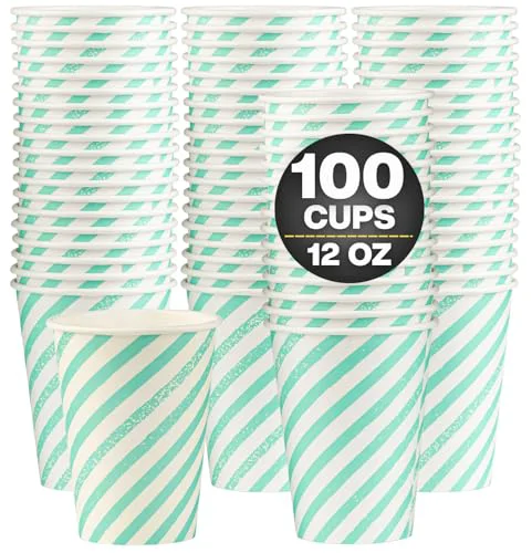 Green Disposable Coffee Cups 100 Count Sustainable