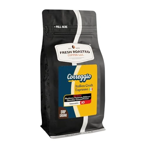 Reusable Correggio Italian Craft Artisan Blend Drip Ground Coffee 12 Ounce Casual