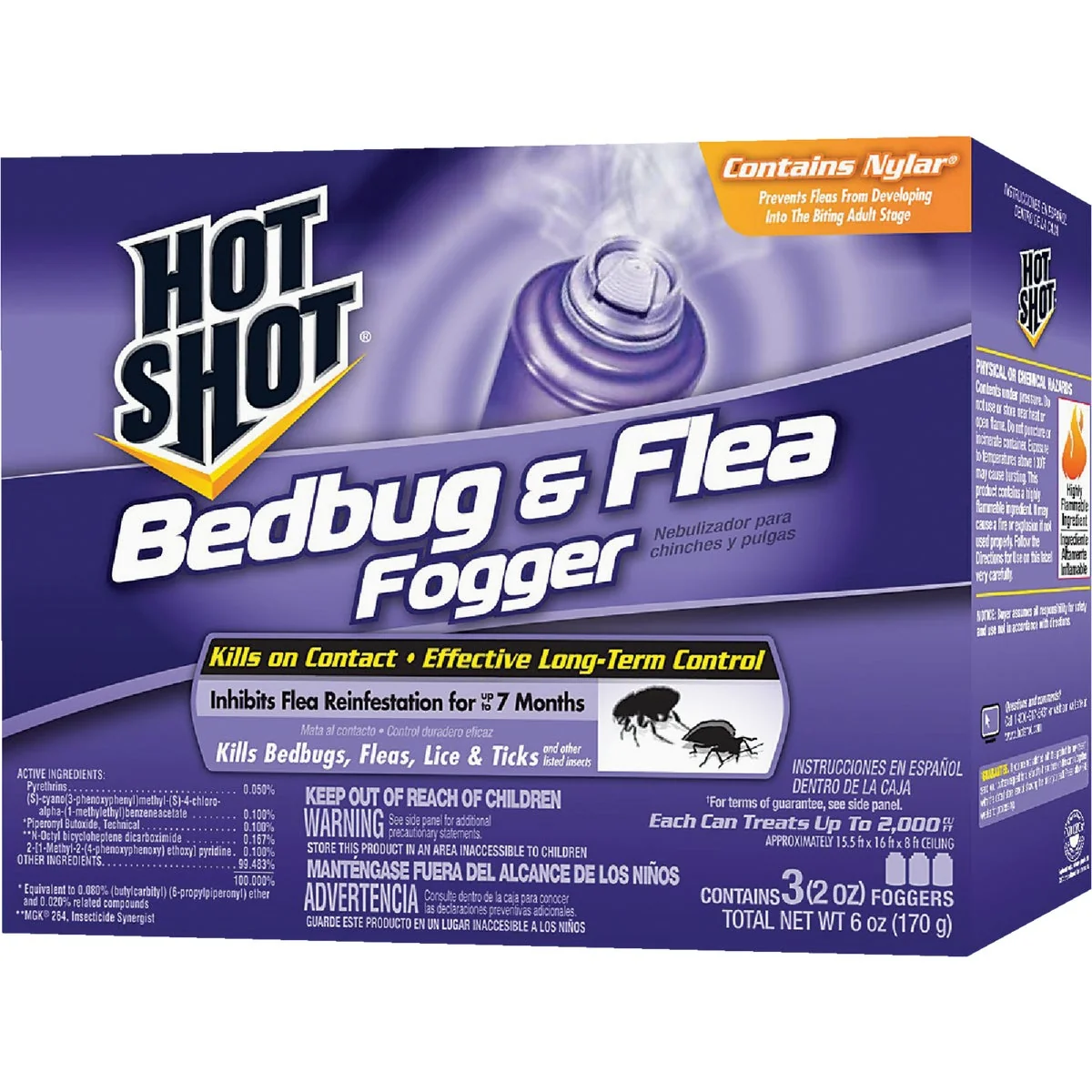 Original Hot Shot 2 Oz. Flea Bedbug Indoor Insect Fogger 3-Pack Proven