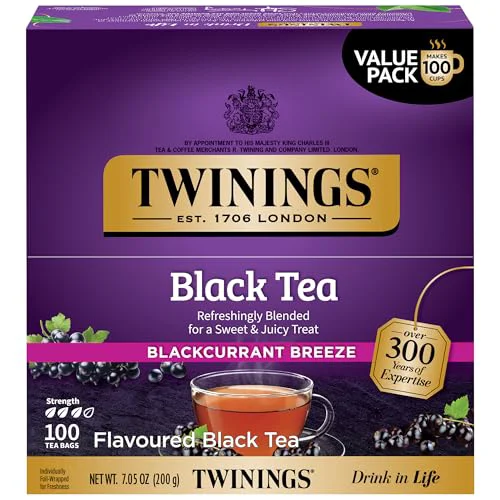 Refined Blackcurrant Breeze Black Tea Individually Wrapped Bags 100 Count Professional