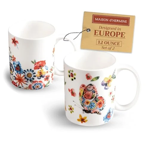 Modern Coffee Mug with Handles Tea Cups 2 Count Functional